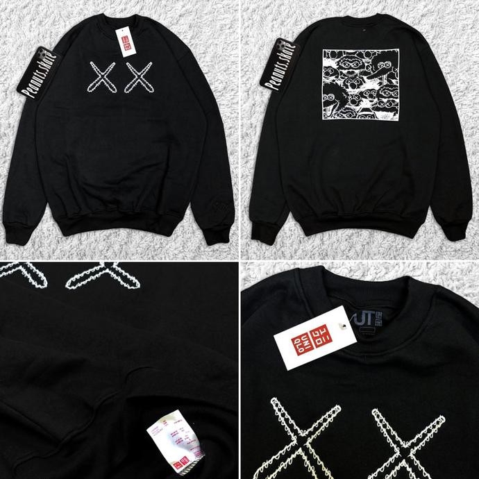 STOK BARU SWEATER CARDIGAN CREWNECK UNIQLO KAWS SESAME STREET XX BLACK FULL OVE - M MURAH