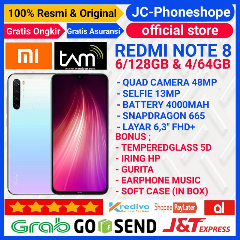 XIAOMI REDMI NOTE 8 4/64GB 3/32GB 6/128GB RESMI TAM