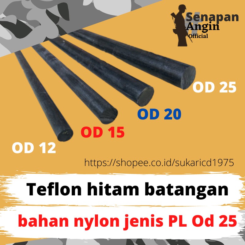 Teflon Hitam Bahan batangan pcp Jenis PL Bahan Nylon od 25