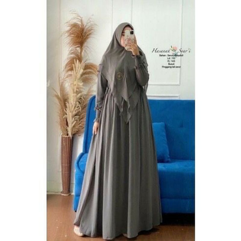Ashafa Syari Gamis Jumbo Terbaru 2022 Baju Syari Cerutty Gamis Syar'I Ceruty Babydoll Set Khimar Ter