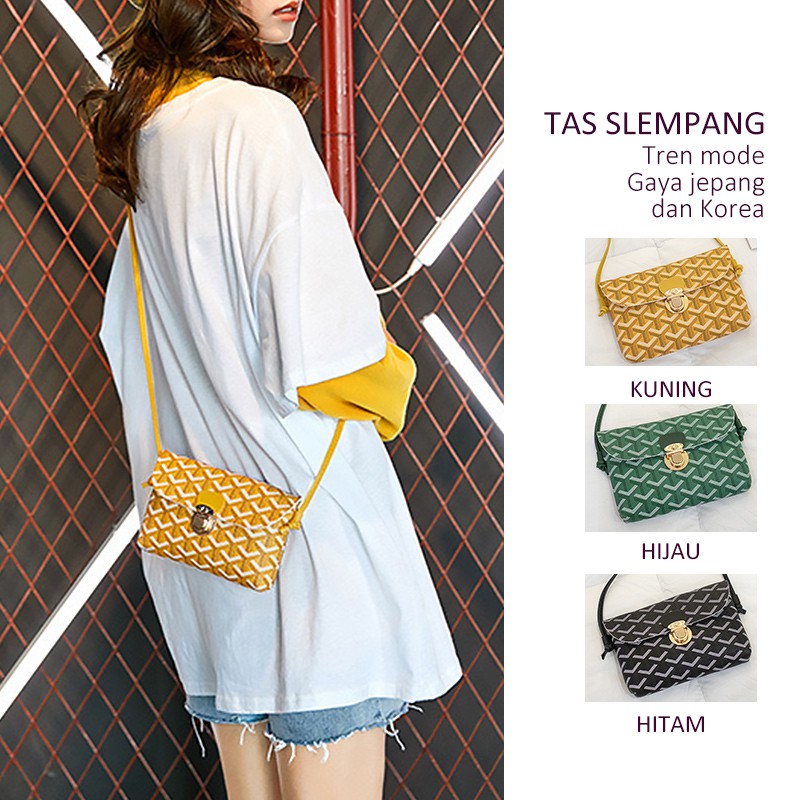 

HeerBaay Tas wanita model korea jepang Tas wanita cetak geometri bahan PU tas slempang dan tas bahu