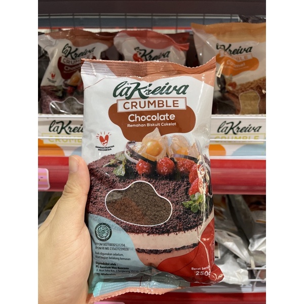 

La Kreiva Crumble Chocolate Remahan Biskuit Cokelat Kemasan 250g crumb