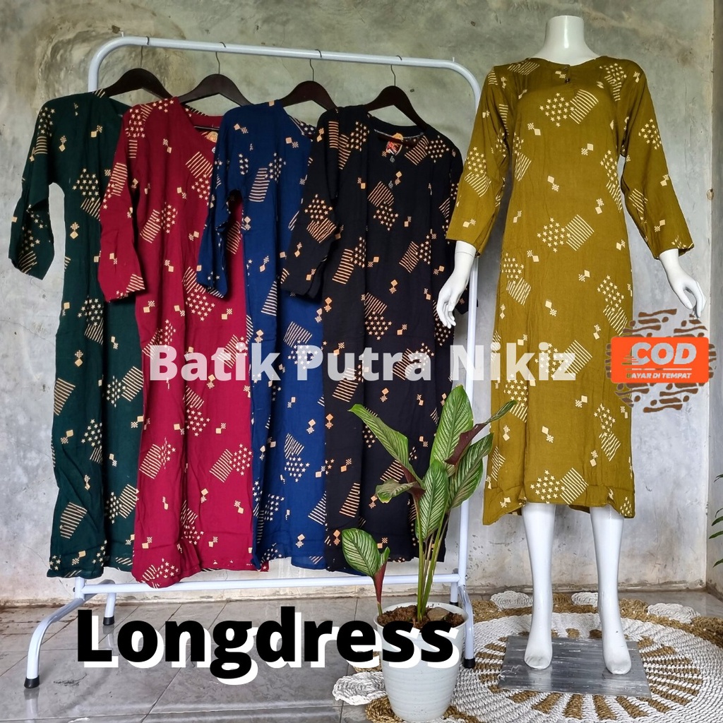(COD) Daster Batik Lengan Panjang Longdres Dan Lengan Pendek Kancing Busui Friendly Kekinian