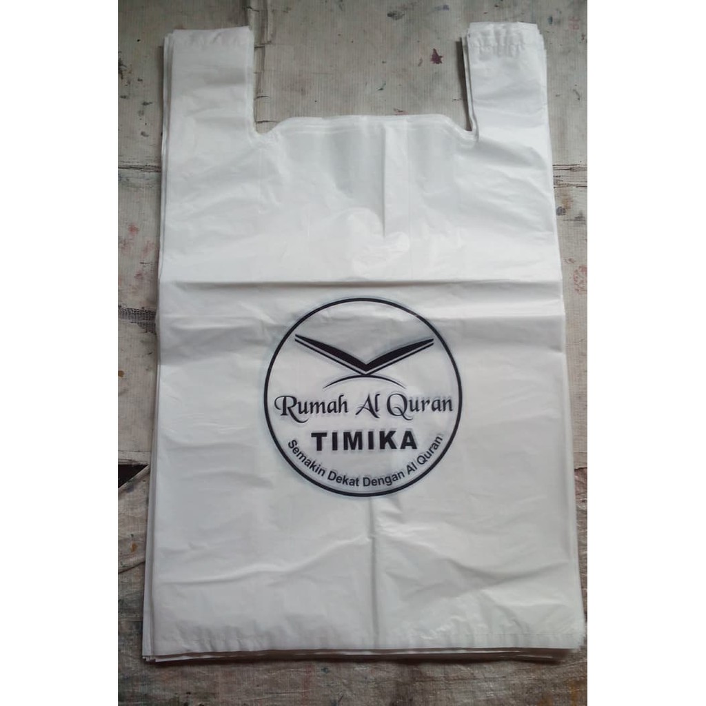 Plastik kresek sablon | Plastik sablon Sablon kresek murah putih uk 20 isi 100pcs