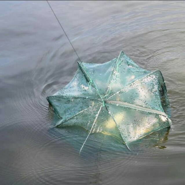 Umbrella Fish Trap - Jaring Pancing Perangkap Tajur Bubu Jala Ikan Udang Kepiting 8 Lubang