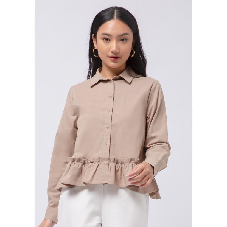 Jual Et Cetera Gathered Details Long Sleeve Blouse Shopee Indonesia