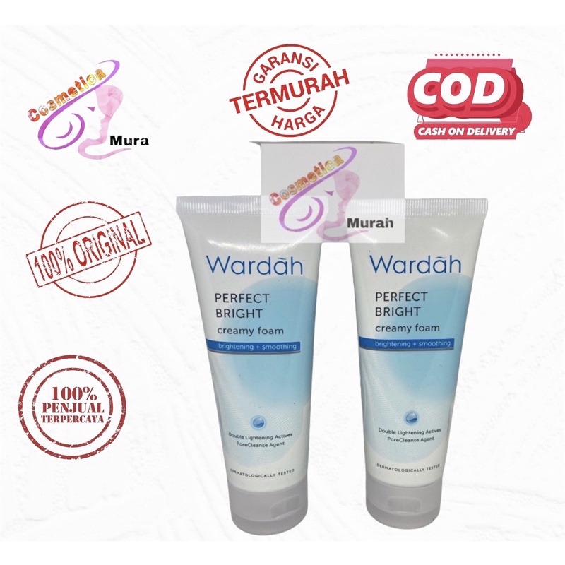 wardah perfect bright creamy wash brightening + smoothing 50 gr kecil