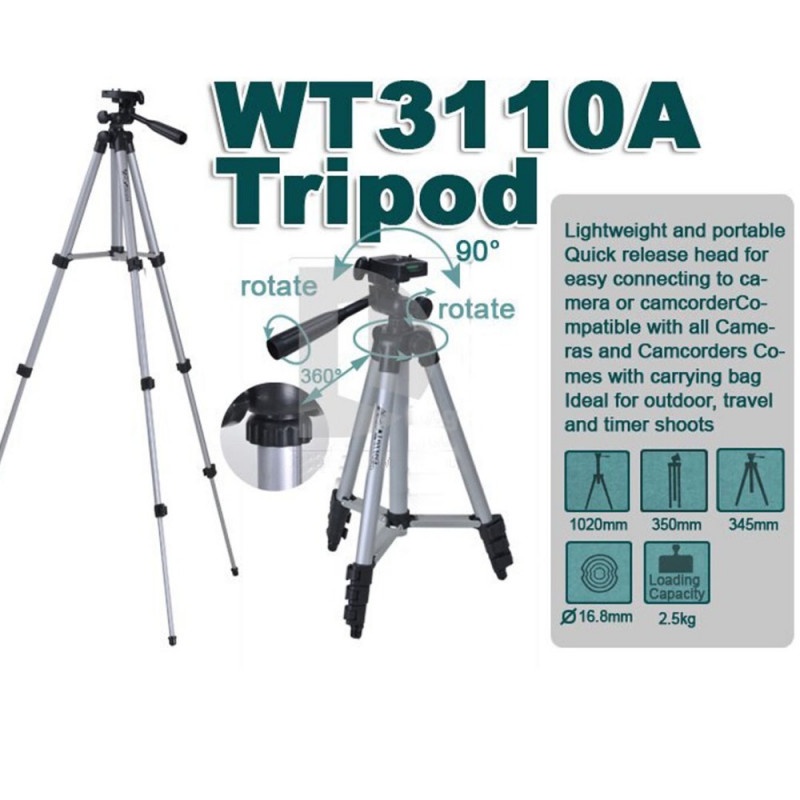 Tripod Kamera Hp Handphone Stand 4Section Smooth Pan Head Bubble Level