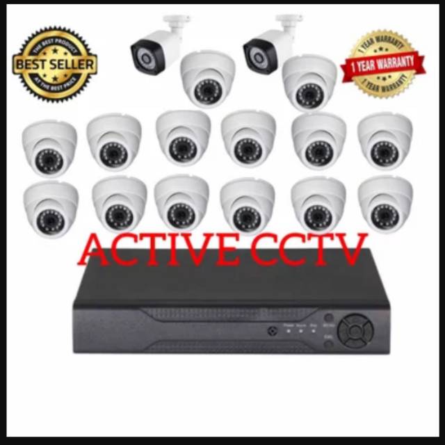 PAKET KAMERA CCTV 720P 3MP 16 CAMERA AHD FULL HD 3 MP MEGAPIXEL BISA ONLINE DI HP ANDROID 16 CH