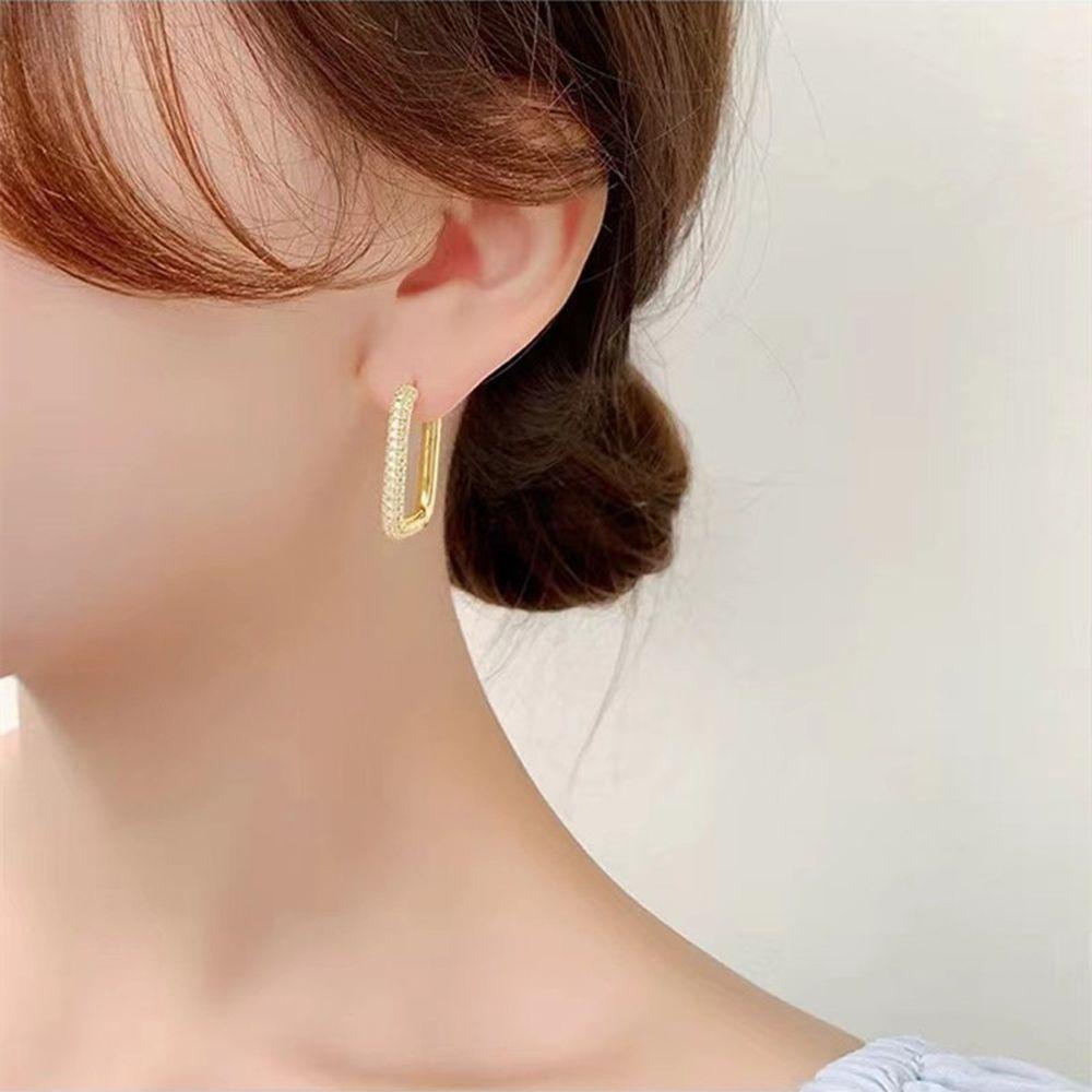 Mxbeauty Anting Wanita Trendi Perhiasan Pesta Prancis Geometris Zirkon Vintage Zirkon Ear Stud