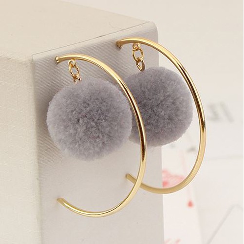 anting aksesoris fashion korea dangling earring ball hoop (3E4) jan126