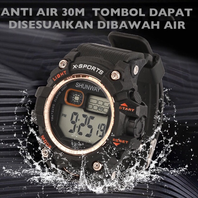 ［W.R 30M］Jam tangan Digital sport pria Anti Air 30M  S-801