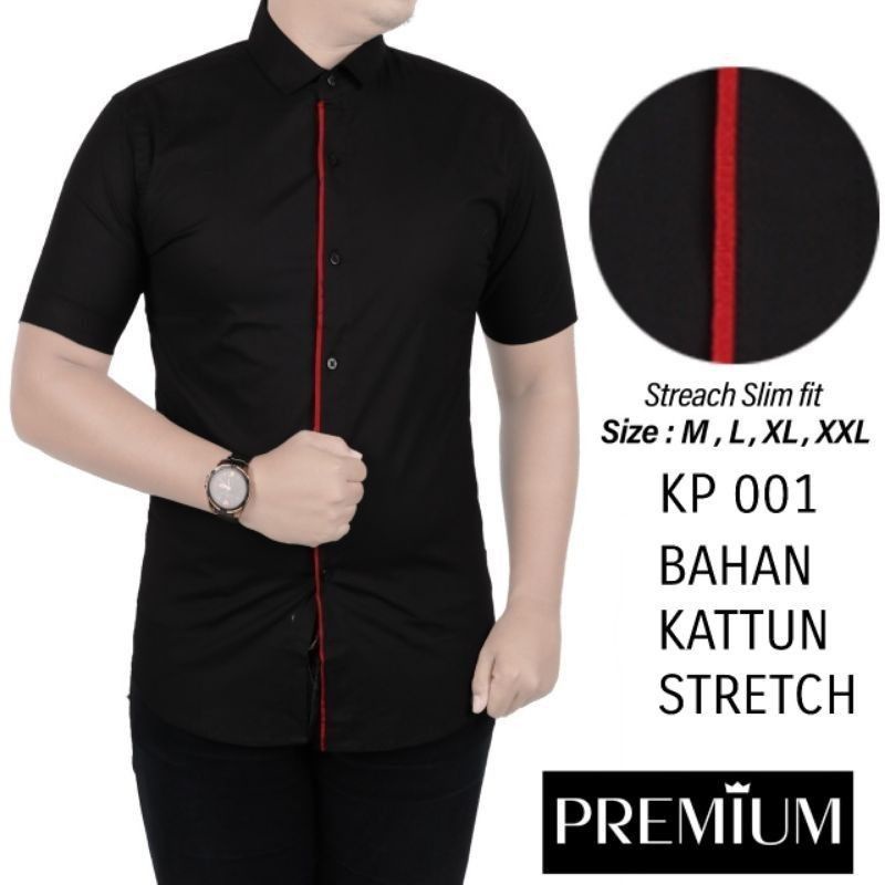 KEMEJA POLOS LENGAN PENDEK SLIMFIT PREMIUM