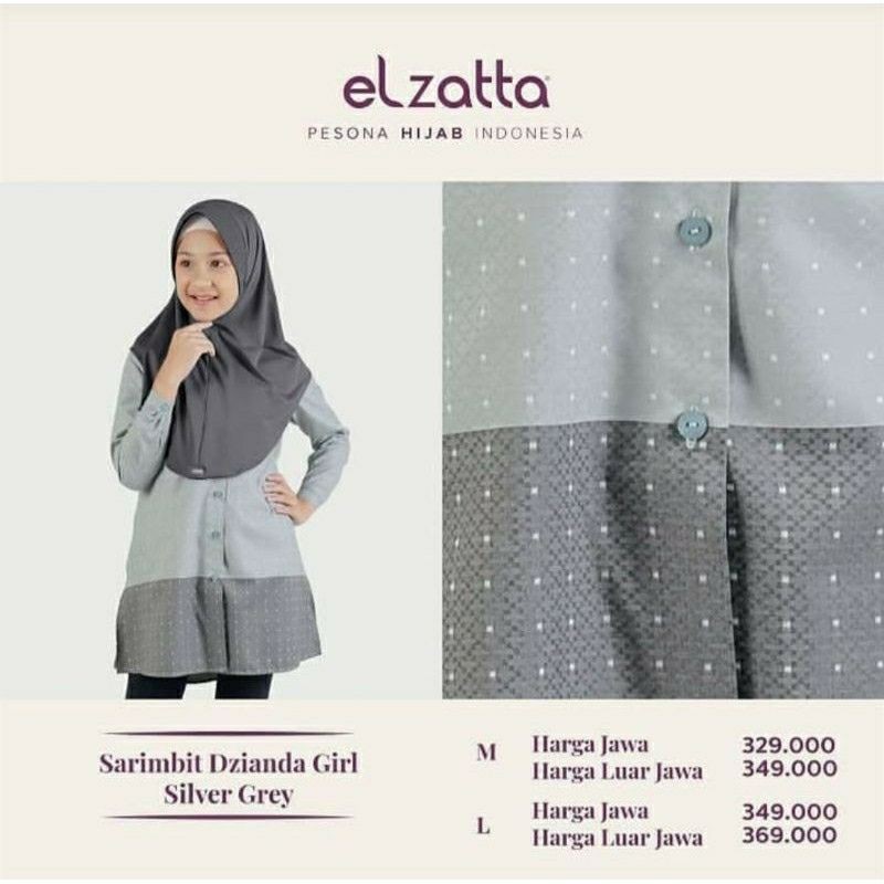 ELZATTA SARIMBIT DZIANDA COUPLE KELUARGA UNTUK ANAK WARNA MINT GREY BAHAN KATUN