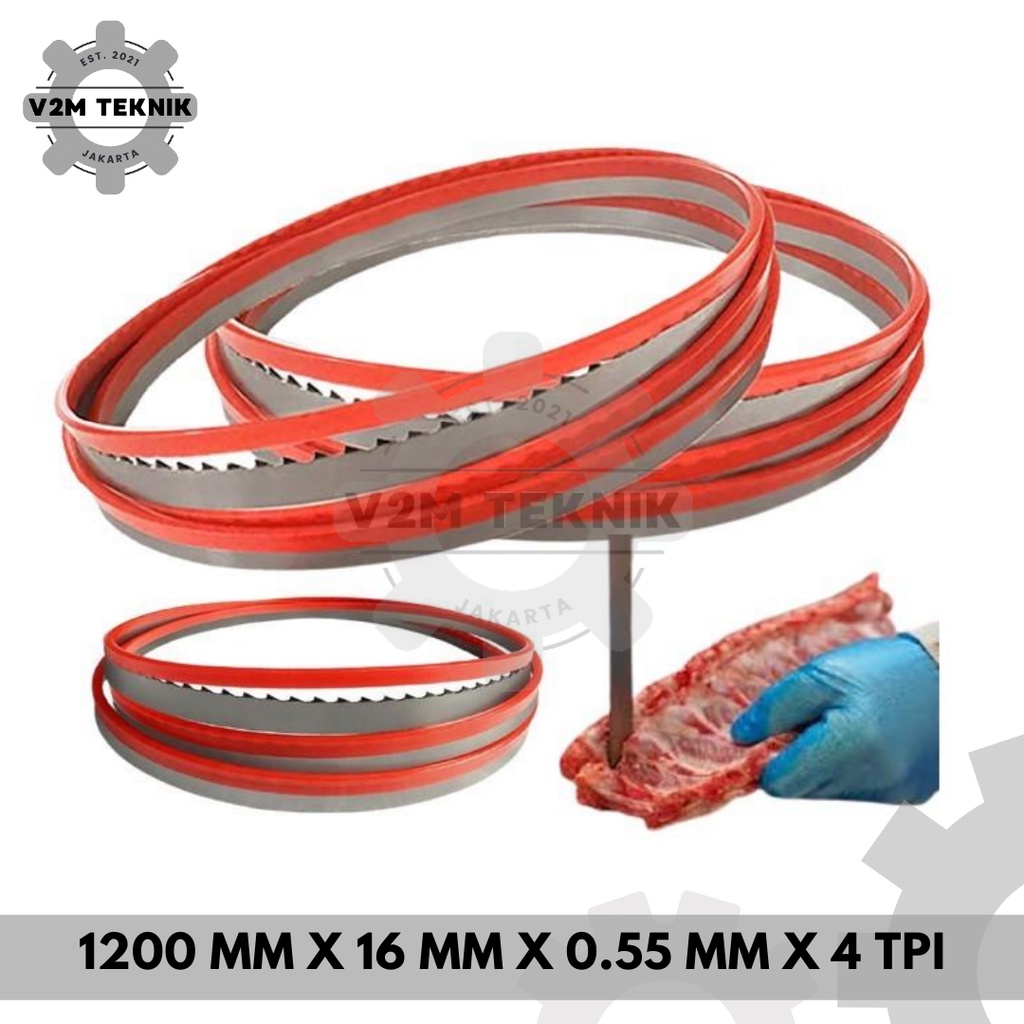 Mata Gergaji Pisau Bone Saw 1200 MM Mesin BSW120 JG120 J120 / Mata Gergaji Pita Potong Daging Tulang