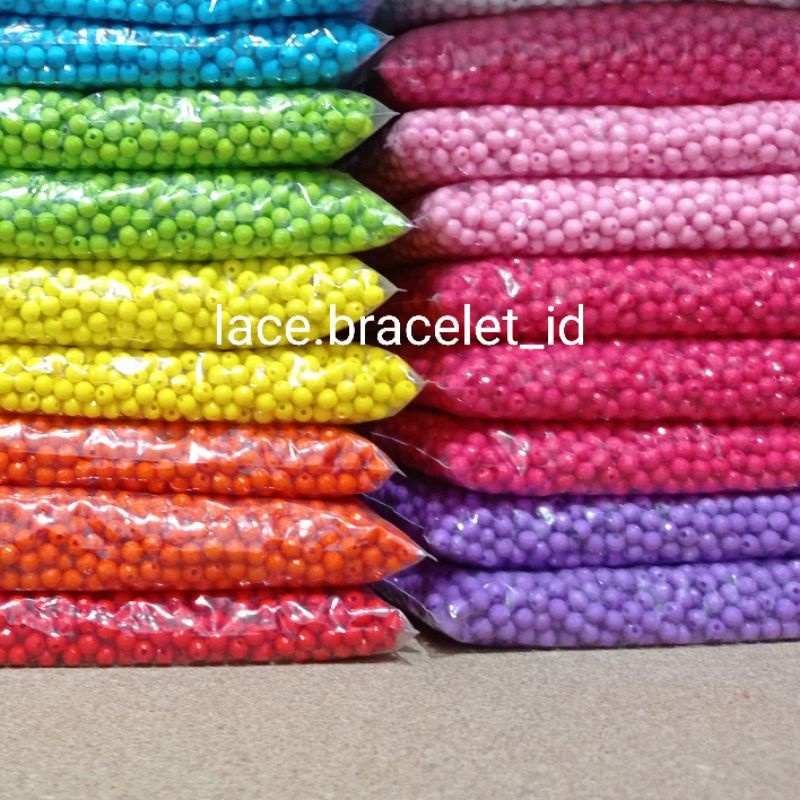 mute warna KP 4mm 6mm 25g manik manik monte kalung gelang aksesoris kerajinan tangan craft dekorasi