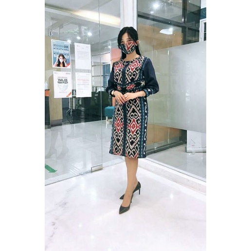 dress tenun motif kalimantan baju tenun jepara DTB120
