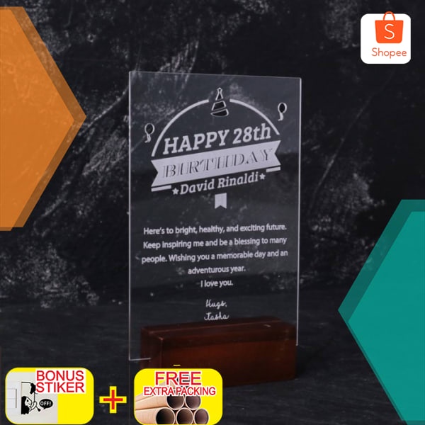 Promo Custom Kartu Ucapan Birthday | Standing Greetings Card Ultah Akrilik - Bening Akrilik Saja Ele