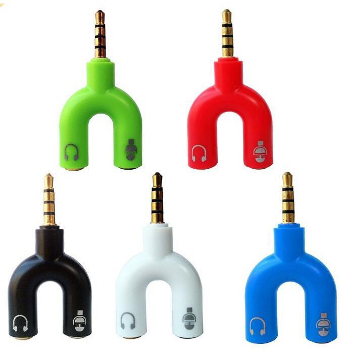 Audio Splitter U Jack 3.5 mm to dual female U Shape 2 in 1 ( Mic &amp; Audio ) Connector