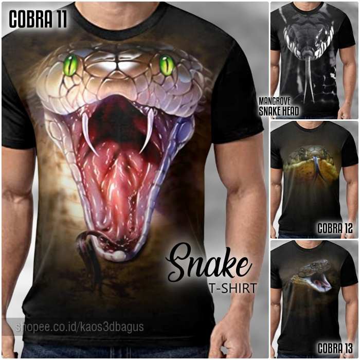 Kaos ULAR REPTIL Mania SNAKE Mangrove Snake Head ANIMAL RETIC Indonesia