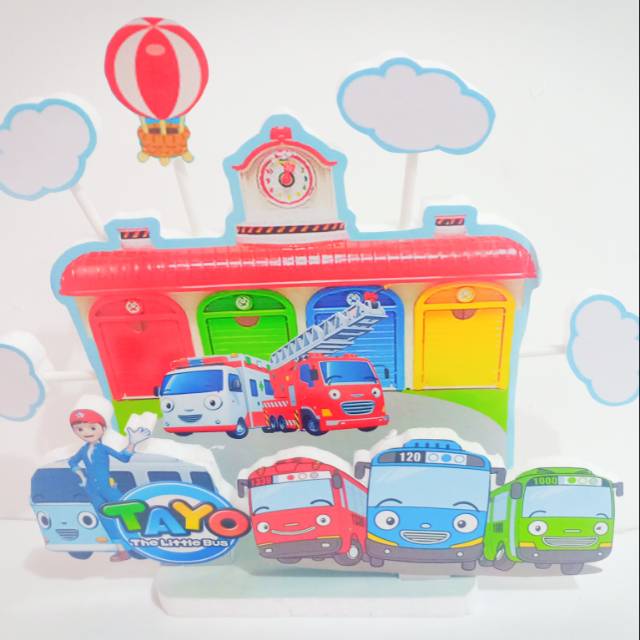 Topper Cake Tema Tayo The Little Bus Background Kue Tart