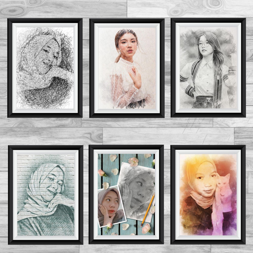 Jasa Edit Foto Desain Sketsa Wajah Hitam Putih & Warna (Softfile)