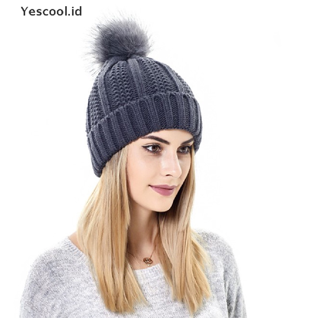 【Yescool】 Warm Satin Lined Skull Cap Soft Stretch Cable Wool Knit Hats Beanie Hat .