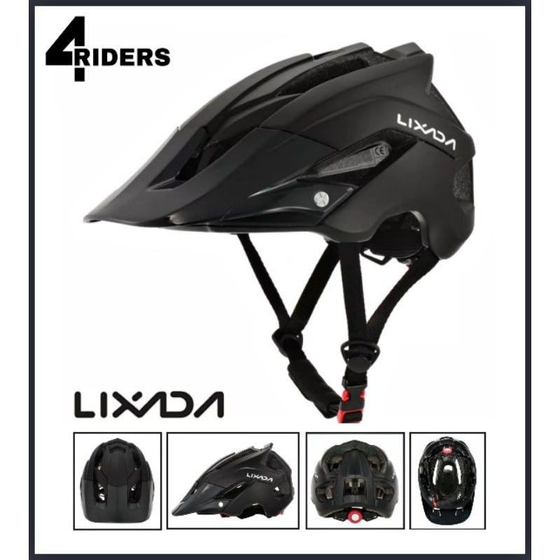 Helm Sepeda MTB Lixada Full Black Enduro All mountain Bike Helmet