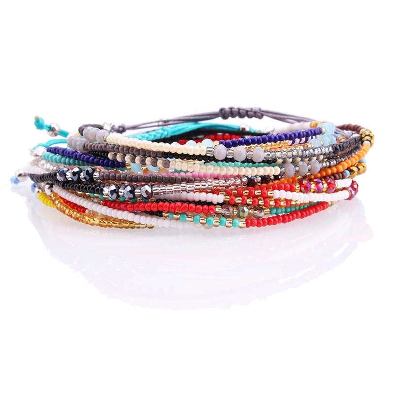 [Women &amp; Men Handmade Colorful Bohemian Friendship Seed Beads Bracelet] [Stress Relief Healing Chakra Yoga Lucky Bracelet] [Jewellery Accessories Gifts]