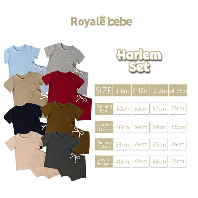 Royale Bebe Harlem Set Setelan Pendek Fashion 6m - 36m CBKS