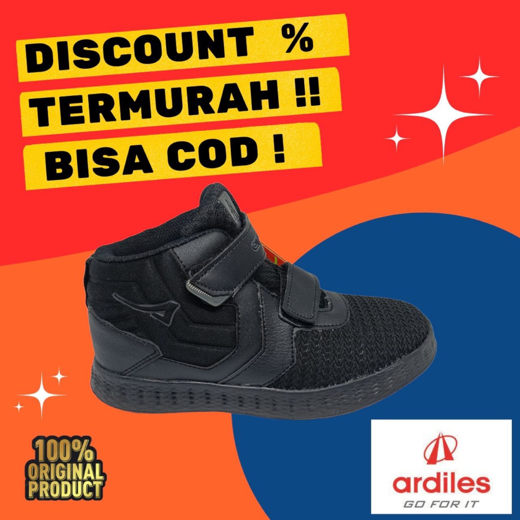 ARDILLES BCG INUYASHA FULL HITAM/SEPATU SEKOLAH/SEPATU KREK/SEPATU VELCRO/SEPATU ANAK TK DAN SD/SEPATU TERBARU/SEPATU MURAH/SEPATU FORMAL