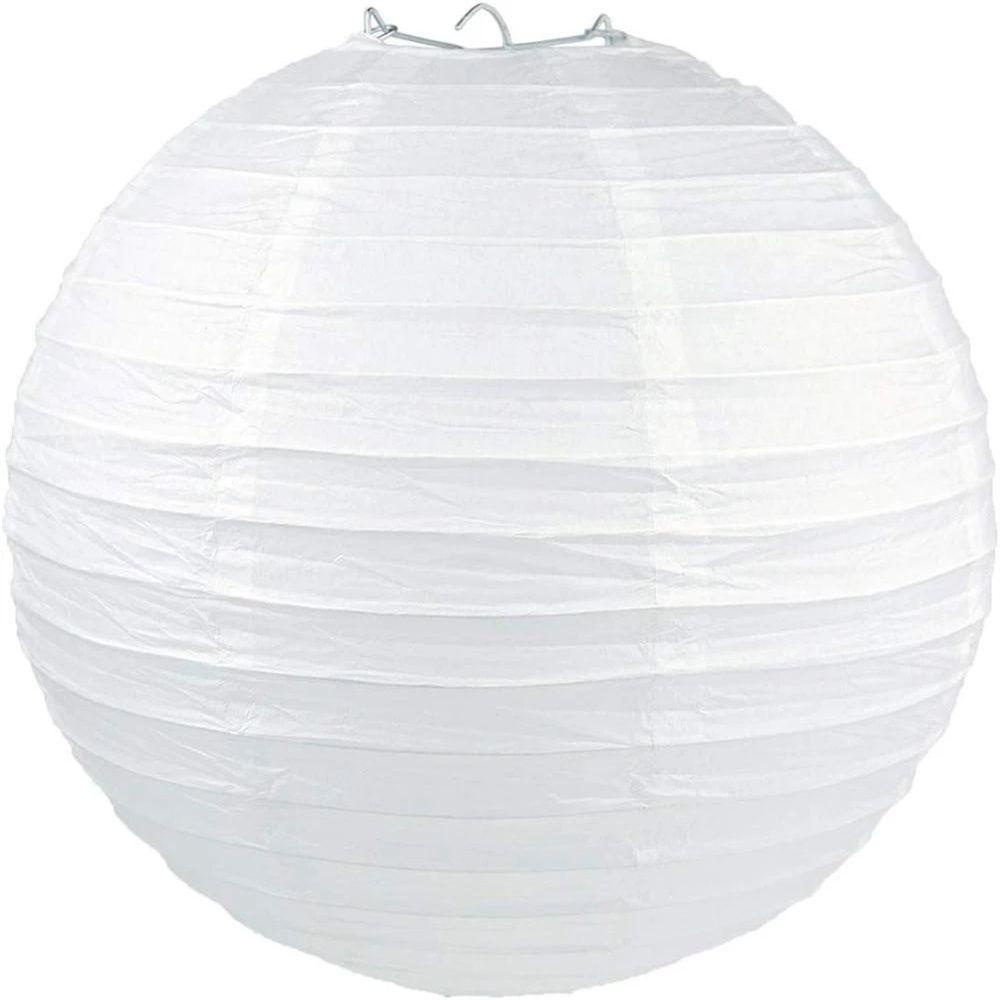 Quinton Kertas Lampion Festival Perlengkapan Liburan DIY Lampu Bulat10 /15 /20 /25 /30 /35 /40cm Dekorasi Gantung Lentera Putih