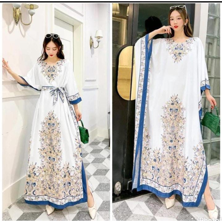 Kaftan Motif Bunga Velvet Silk/Long Kaftan/Kaftan Premium/Kaftan All size