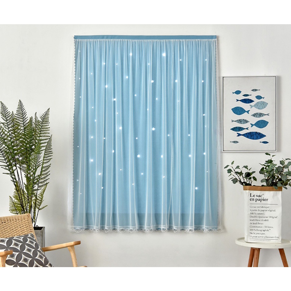 Blackout Magic Curtain Velcro / Tirai Gorden Hordeng Polos Warna Warni Pintu Jendela Tanpa Bor