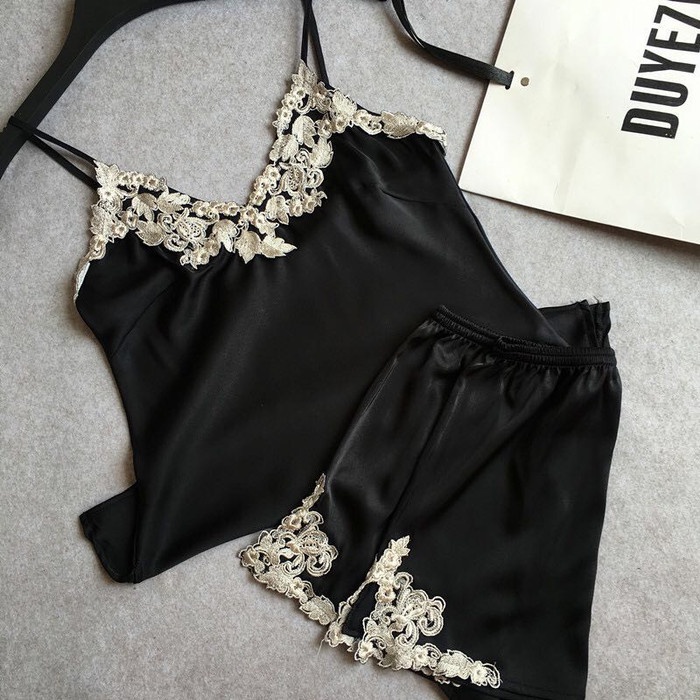 Baju Tidur - Tank Top Silk Satin Setelan Baju Tidur Seksi Lingerie Big Size Xl Xxl