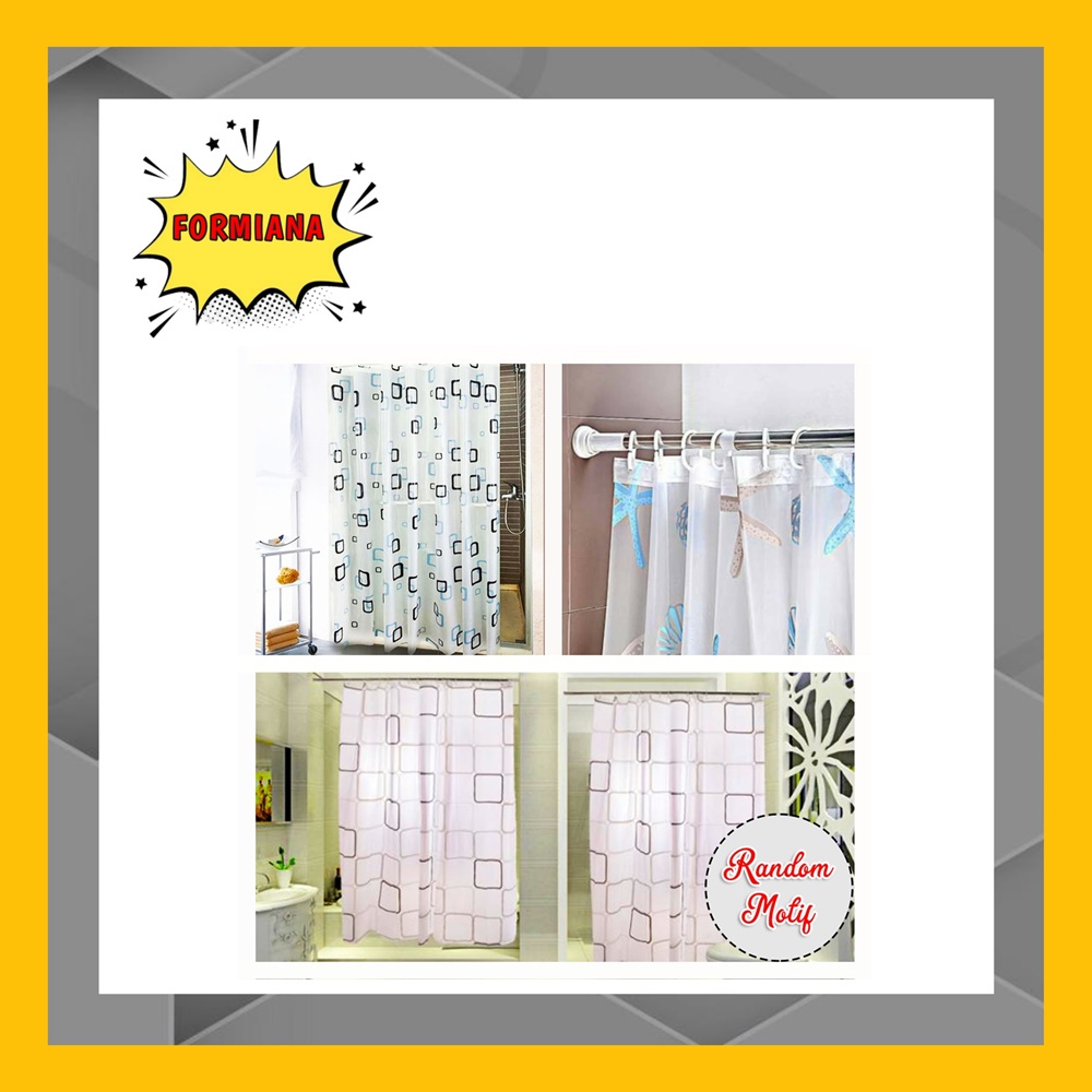 FM - Tirai Kamar Mandi TEBAL Ukuran 180 x 180 cm Shower Curtain - Random Motif