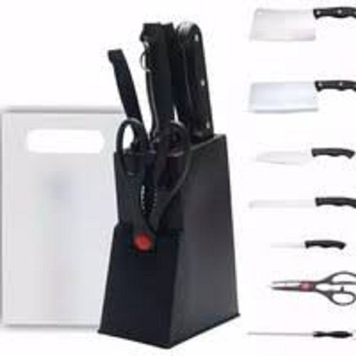 Pisau Set Dudukan Knife Set 8 Pcs Talenan Rak Pisau Stainless Steel Dapat Digunakan Untuk Memotong