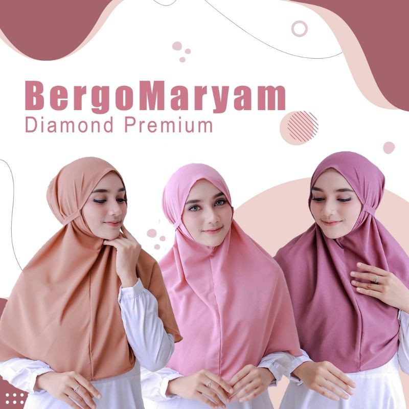 (DM) bergo mariyam diamond italyano bergo polos terlaris nonpet hijab instan