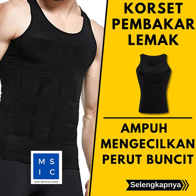 Mens Slimming Body Shaper Kaos Tank Top Korset Pelangsing Perut Buncit