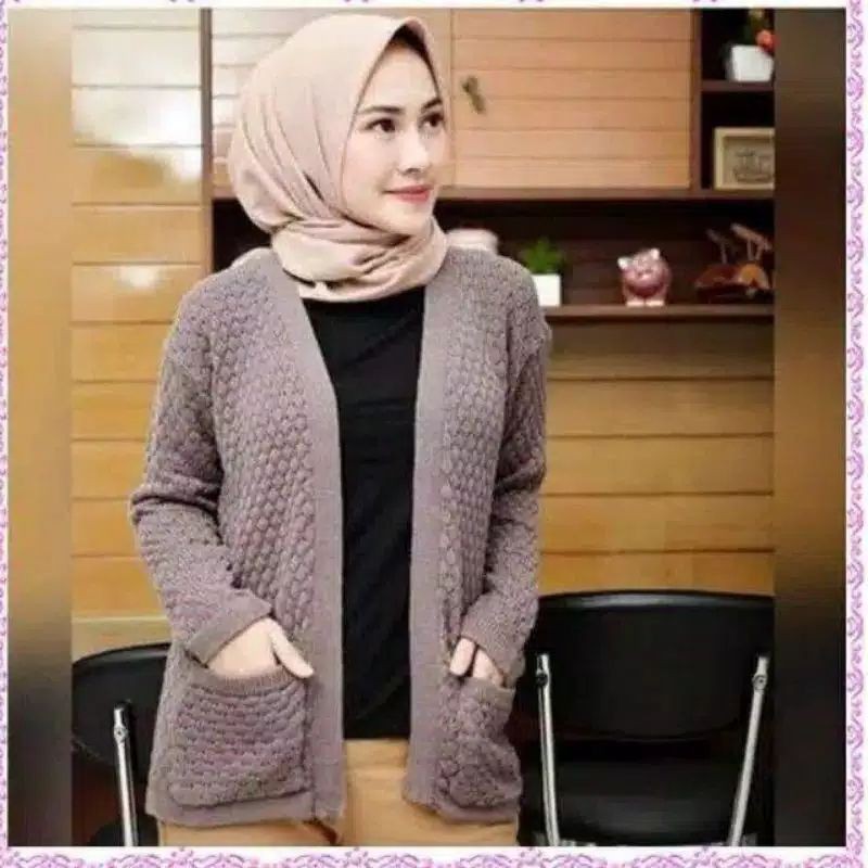CARDIGAN POPCRON RAJUT MOTIF NANAS