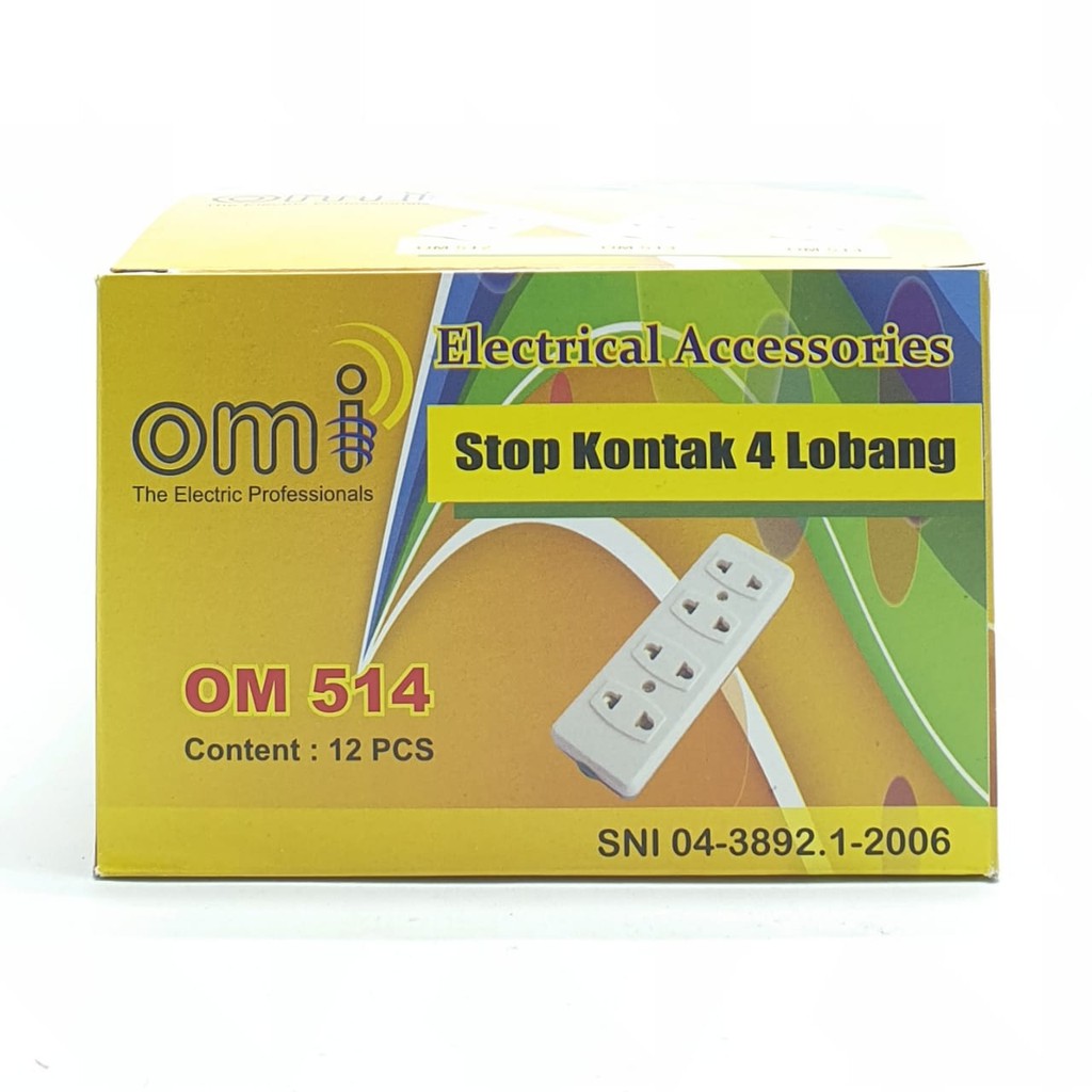 OMI OM-514 4L SNI Stop Kontak Gepeng BAKELITE ASLI TAHAN API 4 Lubang / Colokan Listrik