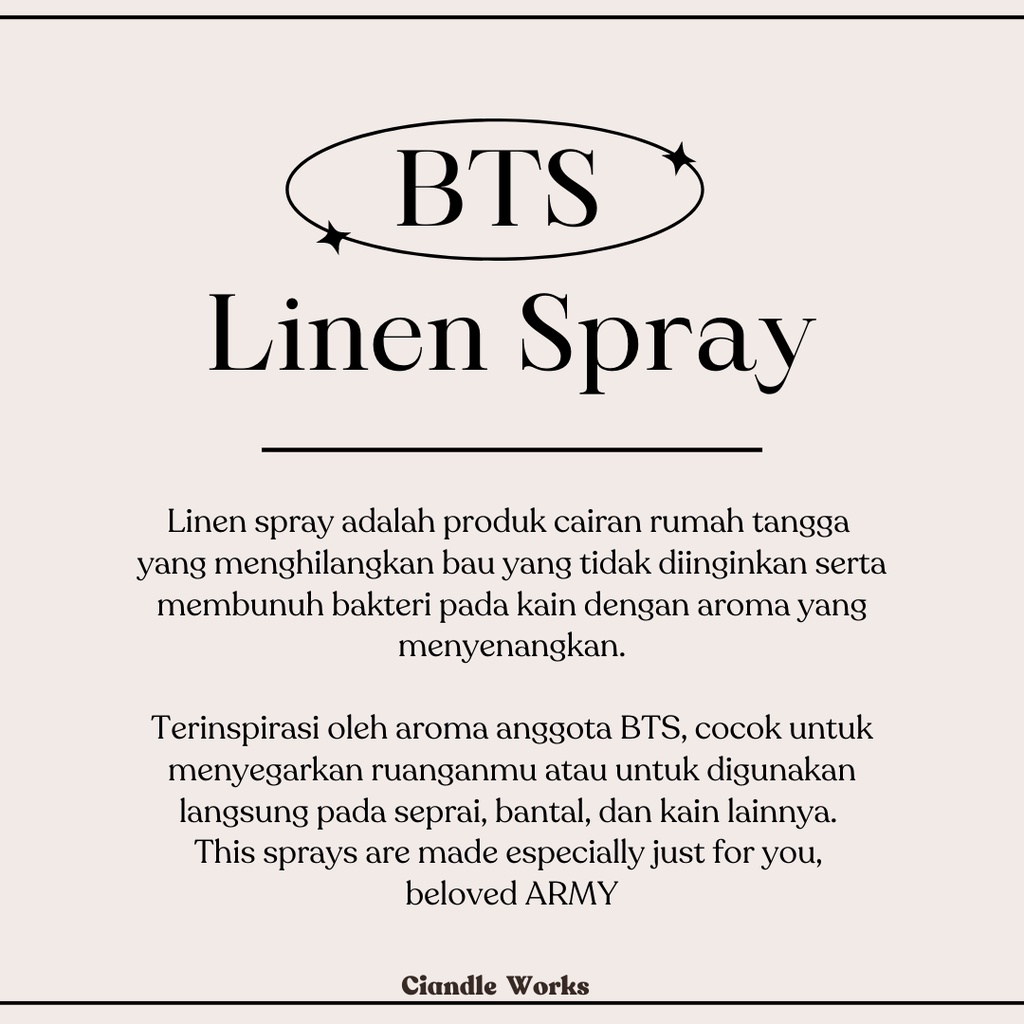 BTS Linen &amp; Room Korean Spray | Ciandle Works KPOP