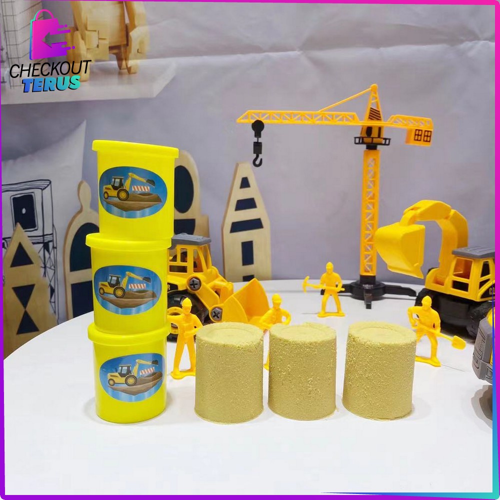 CT M184 Mainan Anak Konstruksi Set Mainan Alat Berat Beko danTruk Loader Pretend Play DIY Bongkar Pasang Anak