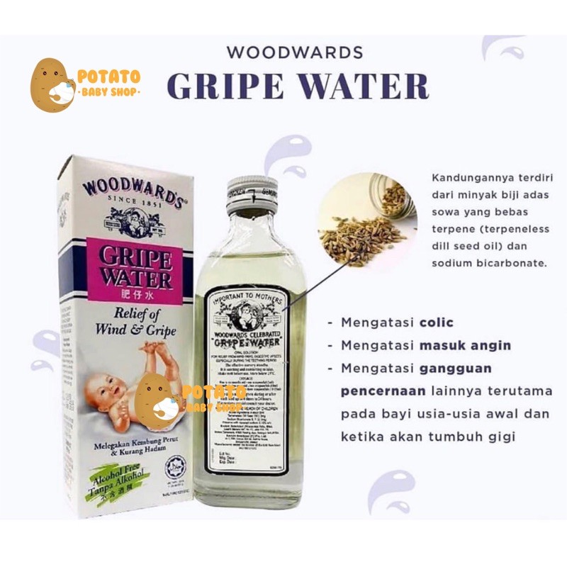 Woodwards Gripe Water / Cua Cui Sirup Anti Kolik Kembung - Pereda Nyeri Tumbuh Gigi