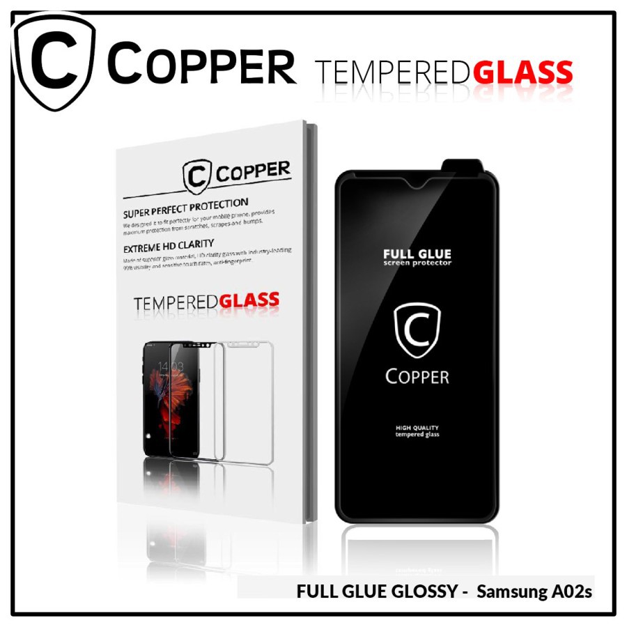 Samsung A02s - COPPER Tempered Glass Glossy Full Glue Premium