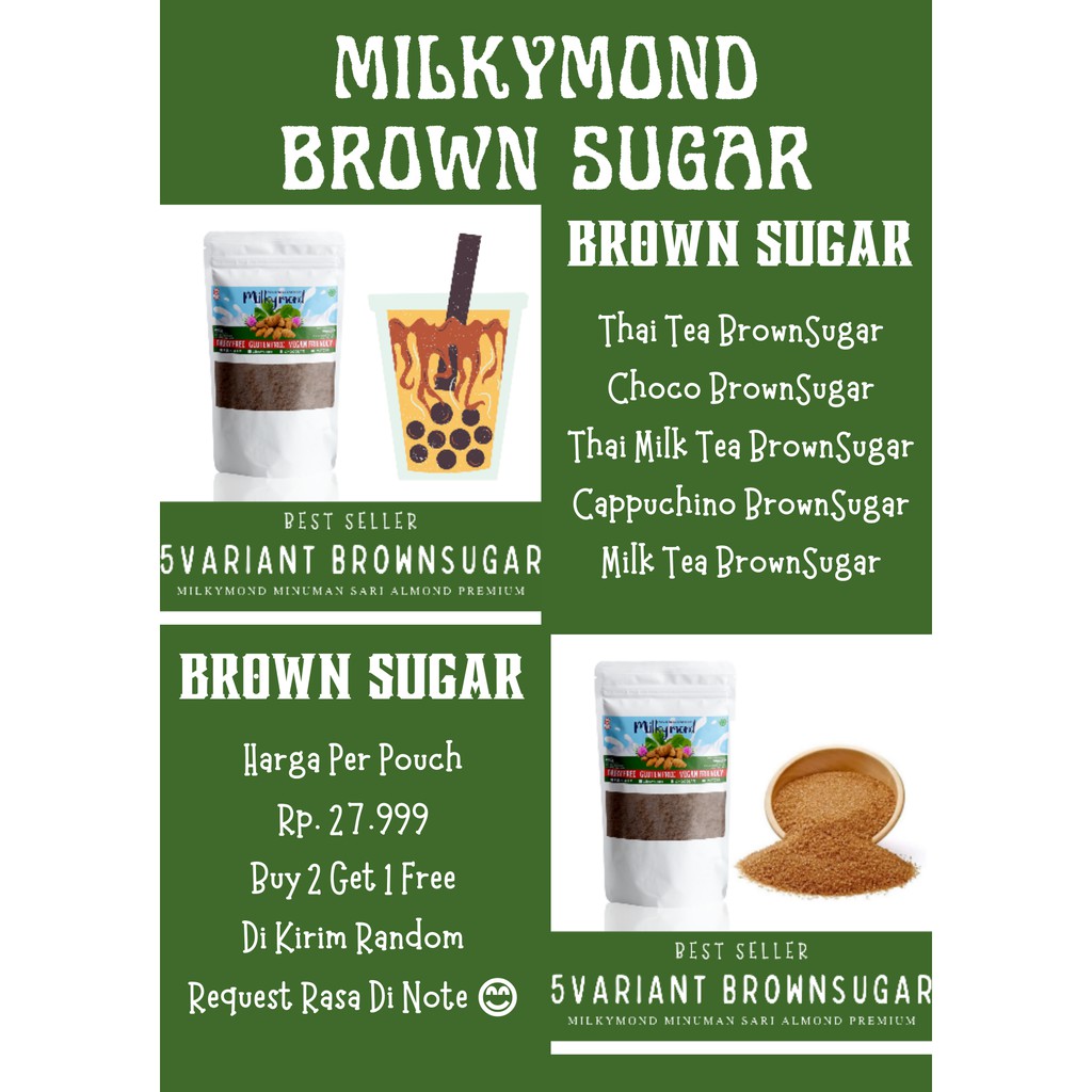 [BUY 2 GET 1 FREE] Susu Almond Premium MILKYMOND Milky Almond 180 Gram 5 Variant Rasa Brown Sugar