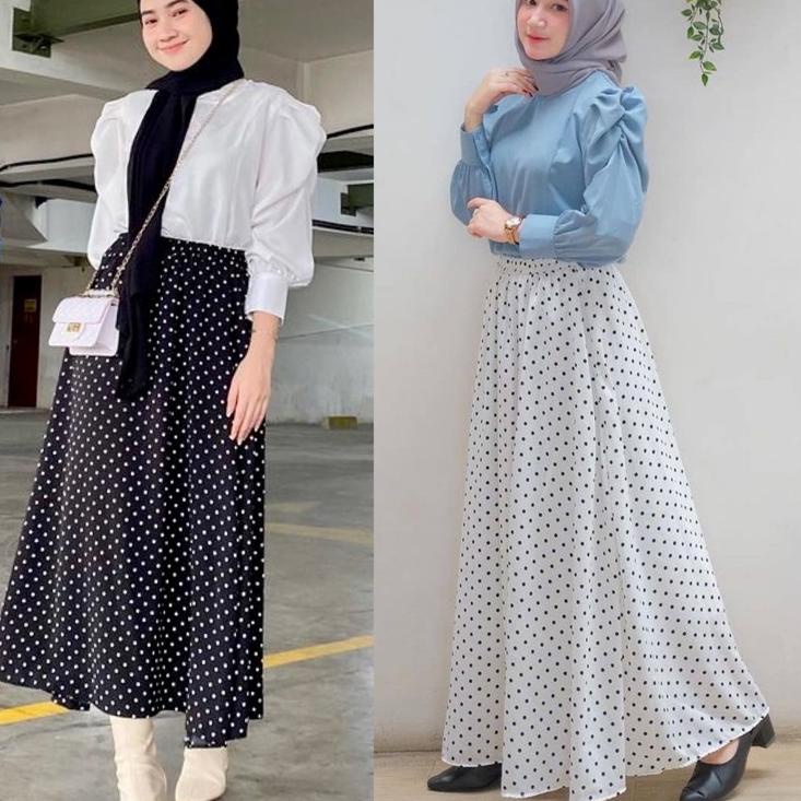 KodeQq7Q1--READY STOCK ONE SET ALEYA LILAC TUA BABY BLUE HITAM PUTIH ATASAN BLOUSE MODEL TANGAN BALO