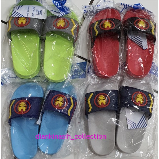 SANDAL ANAK MOTIF IRONMAN SLOP  KARET ANAK  COWO/LAKI-LAKI KARAKTER MARVEL IRON MAN PORTO 103