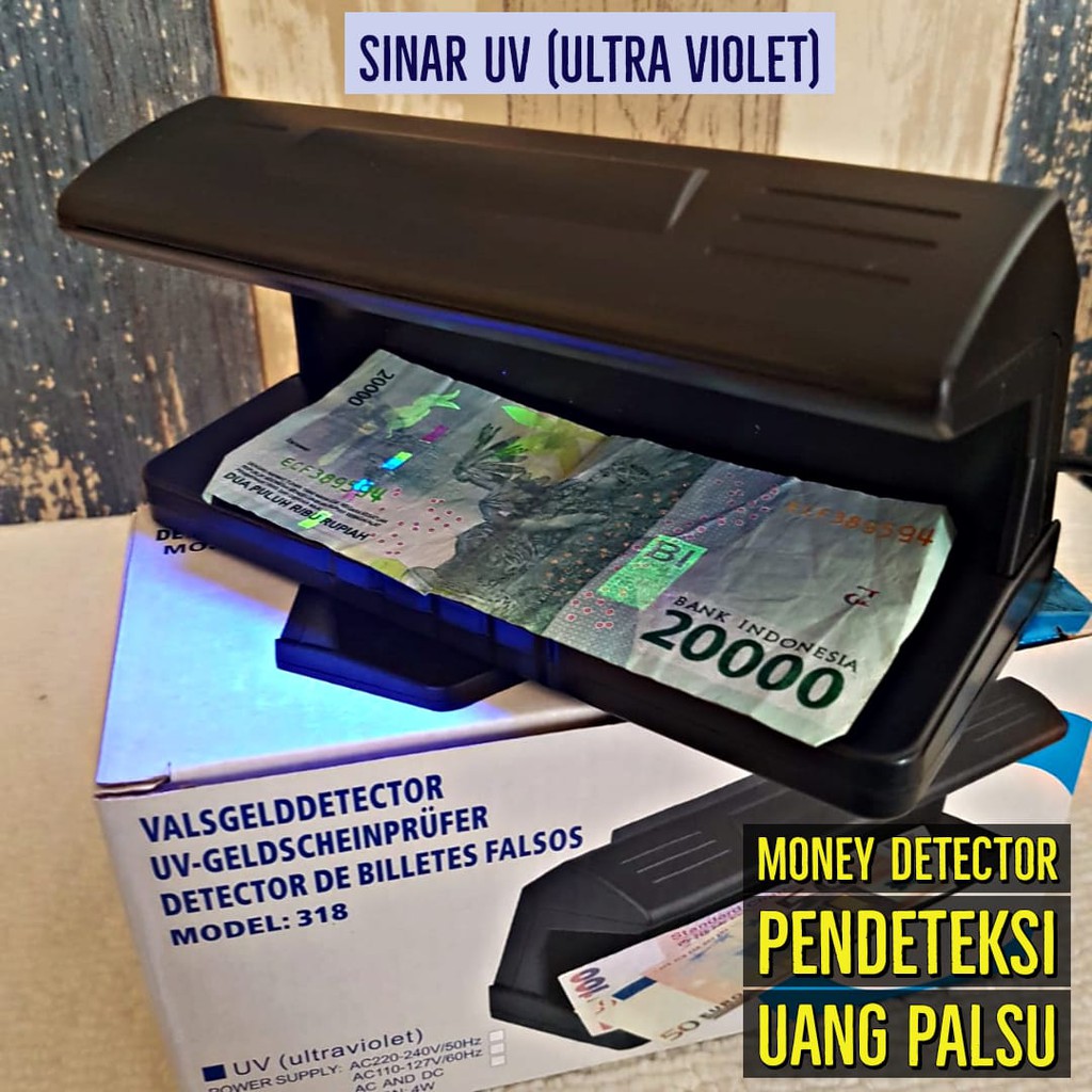 Money Detector Alat Deteksi Uang Palsu  Sinar UV /Money Detector Besar/ Counterfeit Detector/ 2light