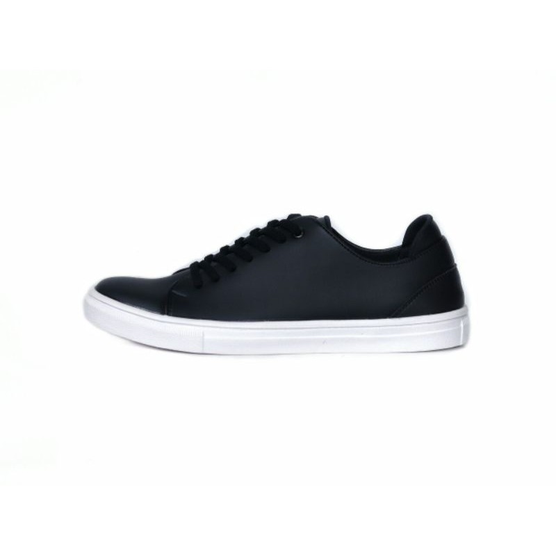 TROY BLACK |WOLF x HEROES| Sepatu Sneakers Pria Kulit Casual Hitam Kasual Sepatu Polos Sporty BW White Fullblack